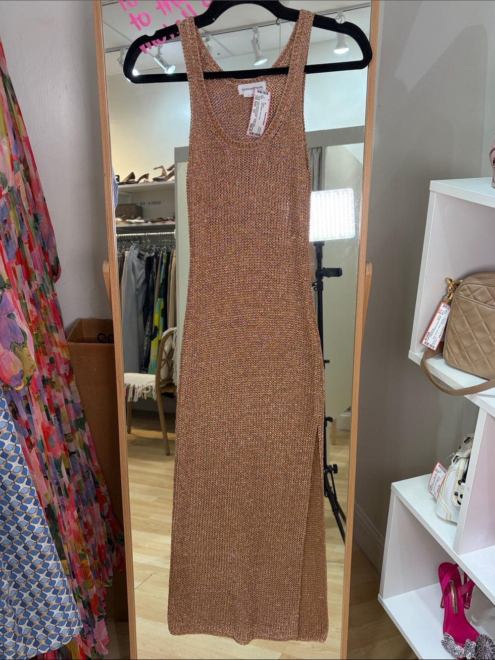 Sleeveless Knit Maxi Dress in Rose Gold